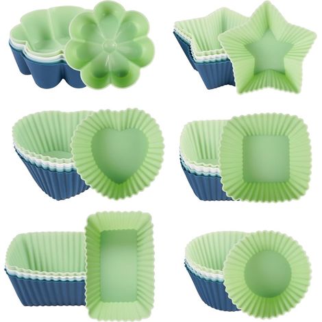 Ensemble de 24 Moule à Muffins en Silicone, 6 Types de Moule a Muffin Air Fryer, Réutilisables Muffinforme, Petit Moules Sans BPA, Anti-adhésif Muffin Form pour Puddings, Gâteaux, Cupcake (4 Couleurs) (1/5)