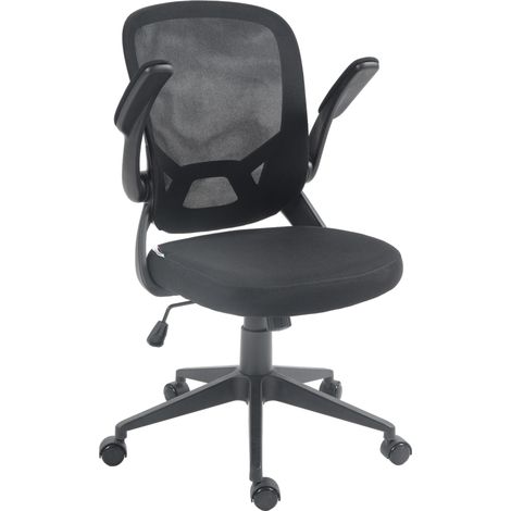 Fauteuil de bureau pivotant ergonomique à hauteur réglable, fauteuil de bureau à bascule avec tissu en maille respirante, noir (1/5)