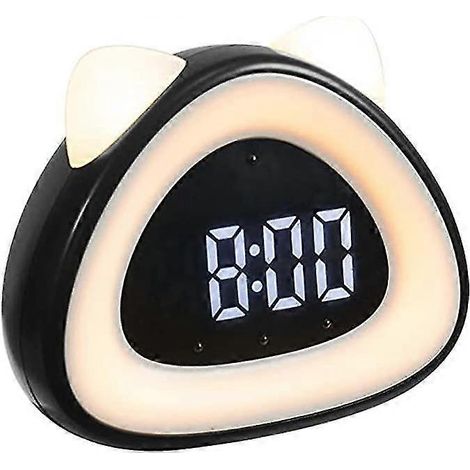 Réveil de bureau Wabjtam, réveil numérique intelligent avec lumière de réveil et fonction snooze, en plastique, joli réveil, noir (1/5)