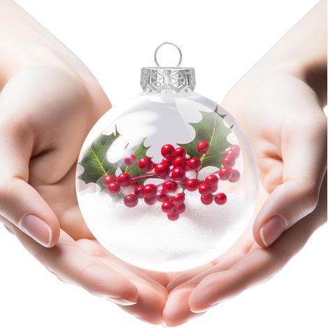Individuell gestaltbare Weihnachtskugel, transparente, befüllbare Weihnachtskugel, Weihnachtskugel aus Kunststoff zum Personalisieren, ideale DIY-Dekoration für Weihnachtsbäume (1/3)