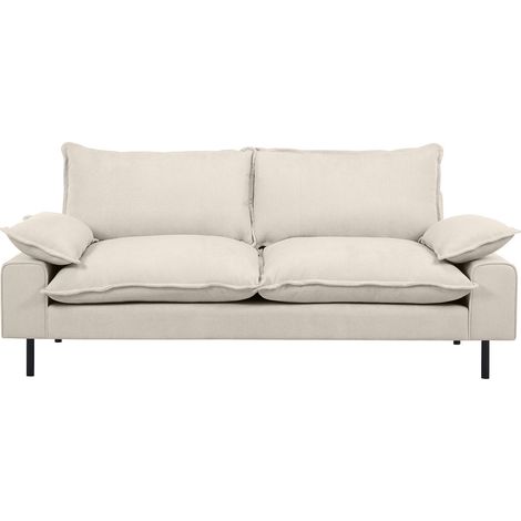 Design-Sofa mit beigem Stoff im Samtdesign und schwarzem Metall 3-Sitzer DORY (1/5)