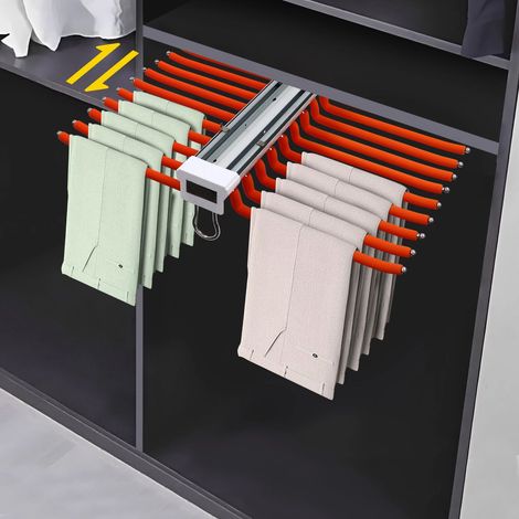 Metall-Doppelreihenhosenhalter, 22-Stäbe-Stretchhosenhalter, Drei-Abschnitt-Kleiderschrank Silent Hosenhalter