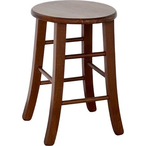 Barhocker mit rundem Sitz, H 47 cm, Säbelbein aus dunklem Walnussholz