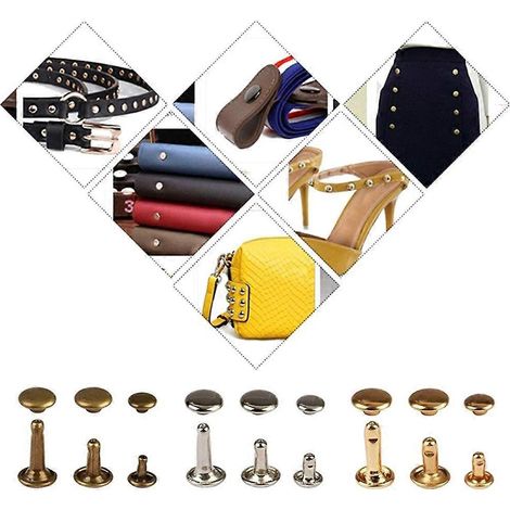 480 kits de rivets en cuir, 4 couleurs, 3 tailles, rivets et boutons-pression en cuir (1/4)