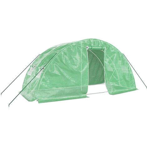Serra tenda riparo piante fiori ortaggi con struttura in acciaio 10 m² 5 x 2 x 23 m verde 020044528