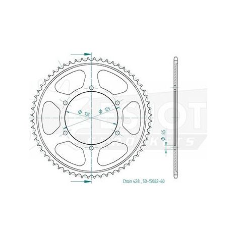Couronne Acier compatible avec la marque Aprilia - 428 - 60 Dents - Similaire JTR25 - Made in Germany