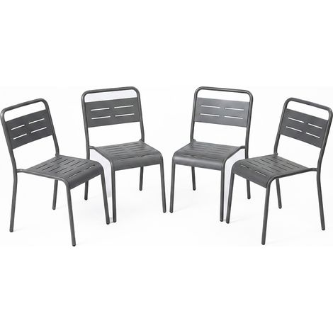 Set di 4 sedie da giardino impilabili grigio scuro BERGAME