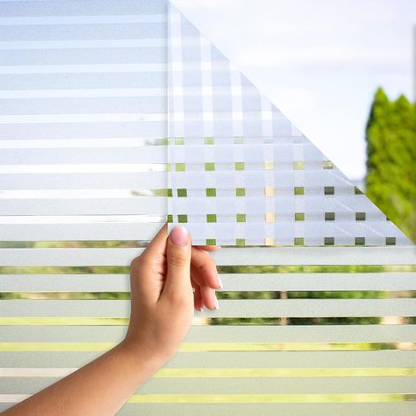 JSSEVN - Striped Privacy Window Film [45x200cm] with E-Book and Tips - Static Cling Window Film - Frosted Window Privacy Screen - Opaque Self-Adhesive Window Film (1/3)