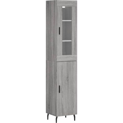 Buffet bahut commode armoire meuble de rangement organisateur cuisine salle de séjour salon haut sonoma 34,5 x 34 x 180 cm bois d'ingénierie gris