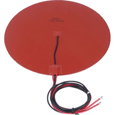 300 mm 300 W 12 V Silikon-Heizmatte mit 100 kΩ NTC-Thermistor für 3D-Drucker-Heizbetten, starker Klebering (1/5)