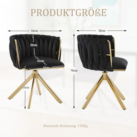 Fauteuil pivotant velours 180° structure métallique - Lot de 2 (1/5)