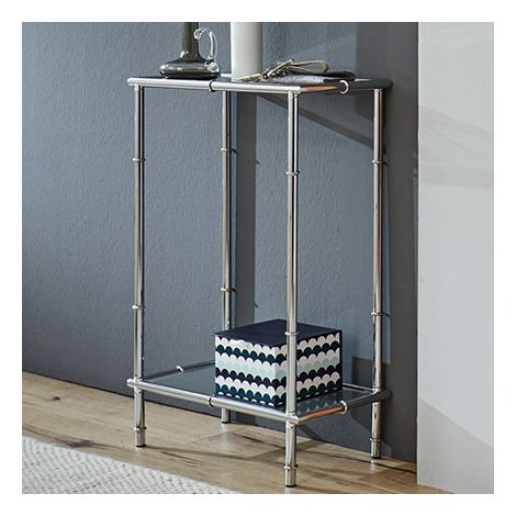 Console 50x25x75 cm en verre et métal chromé