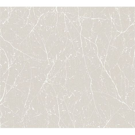 Nature wallpaper wall Profhome 305074 non-woven wallpaper slightly textured with nature-inspired pattern and metallic highlights cream oyster white 5.33 m2 (57 ft2) (1/5)