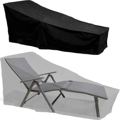 Couverture de Bain de Soleil Housse de Chaise Longue extérieur Imperméable, 210 75 80/40cm Noir (1/5)