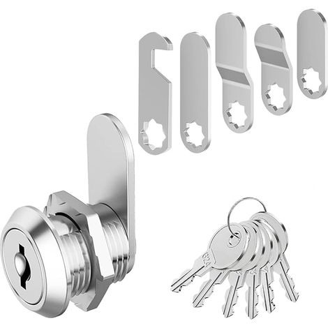 Multi-function Mailbox Lock with 6 Keys and 5 Plates - Locking System for Cabinet, Locker, Furniture and Lever (1/5)