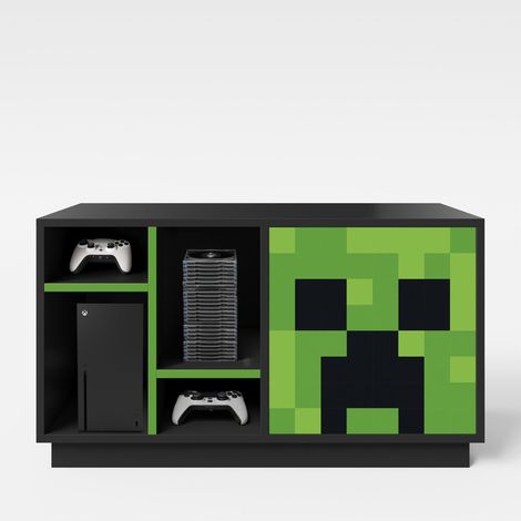 Meuble TV avec éclairage LED – Lowboard avec Porte vitrée, 3 étagères Ouvertes, 1 Niche Console et Passe-câbles – 108x61x37cm, Noir (1/5)