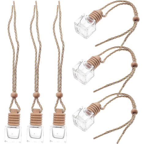 Lot de 6 flacons diffuseurs suspendus pour voiture, flacons de parfum vides en verre (1/5)