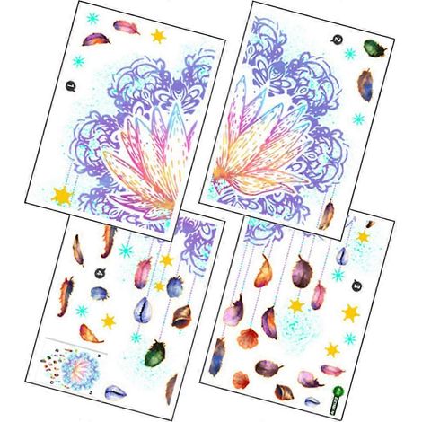 Sticker mural amovible Mandala Plumage Pendentif, compatible cuisine, salle de bain, salon, multicolore, PVC, 1 lot (1/5)