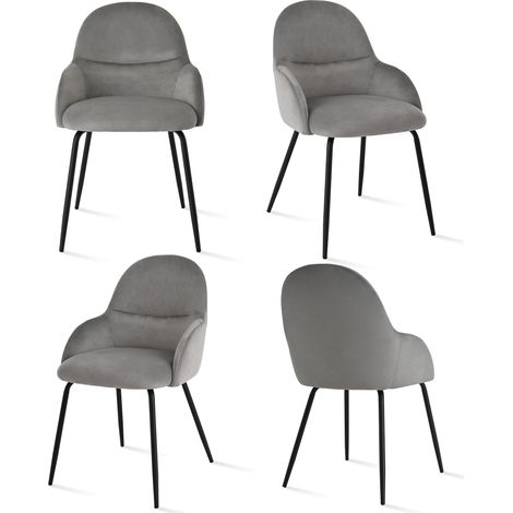 Goeurvant Chaises de salle à manger au style scandinave minimaliste, offrant un soutien dorsal optimal et une base en bois stable - Lot de 4 – Gris