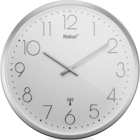 Horloge murale radiopilotée Mebus 19776, argent/blanc (1/5)