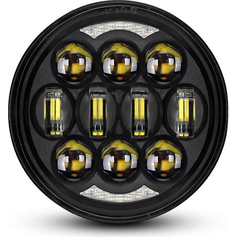 Farol Proyector LED 80W Redondo 5-3/4" Compatible con Dyna, Street Bob, Softail, Sportster, Negro (1/4)