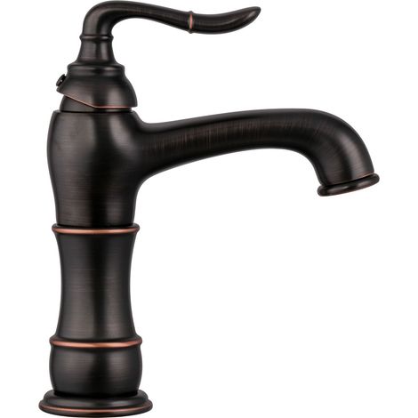 PaulGurkes Waschtischarmatur Retro Einhandmischer Schwarz-Kupfer Wasserhahn (1/3)