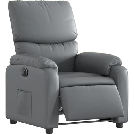Poltrona relax TV con comodissima funzione reclinabile elettrica in PVC grigio DEC028385