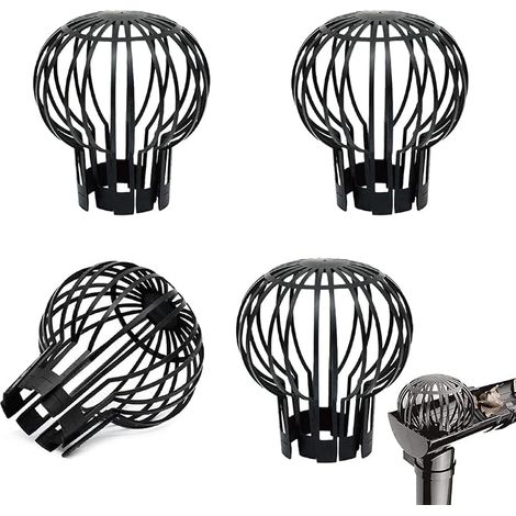 Gutter Guard 4 Pieces Gutter Filter Anti Leaf Plastic Protectors Leaves for Eaves Ditch Sewer Black (1/5)