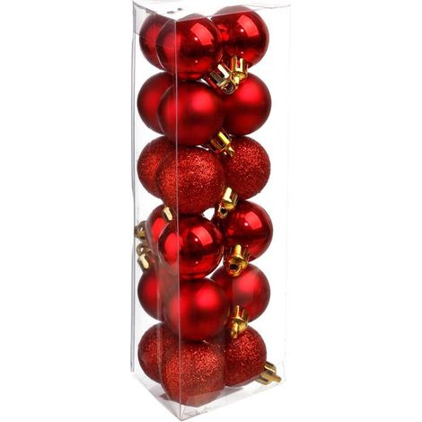 Paris Prix - Lot De 18 Boules De Noël colorama 3cm Rouge (1/2)
