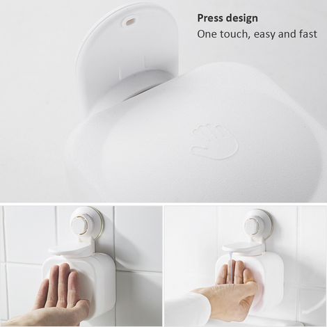 Distributeur de Soap sans Pompe avec Ventouse en PVC+ABS à Fixation Murale pour Lotion Liquide - Charge 3KG (1/5)