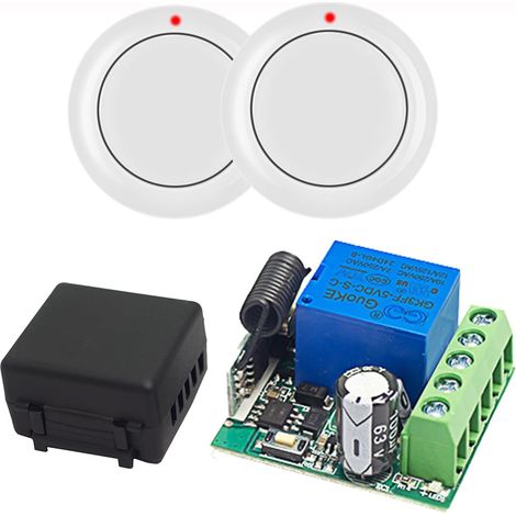 433Mhz Commutateur de télécommande sans fil DC 12V 1CH récepteur porte de garage relais RF avec 2 émetteurs Contrôleur De Contact Sec (1/5)