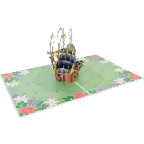 Carte 3D Lovebirds pliable artisanale réutilisable, carte de vœux exquise pour Saint-Valentin et fêtes, pliage répété, fait main, élégante. (1/5)
