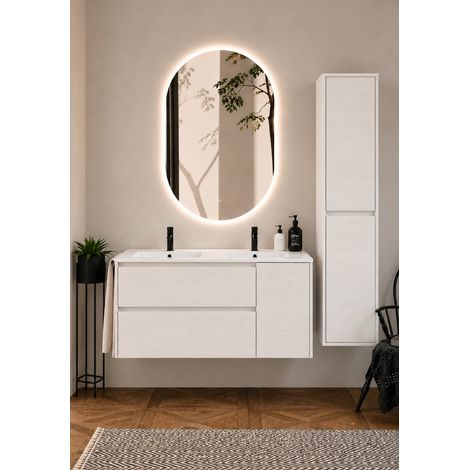 Meuble de salle de bain avec vasque ORIGENBATH ITACA sans miroir 120x45 cm double vasque blanc nordique avec colonne (1/5)