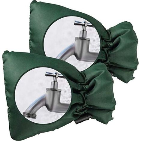 Lot de 2 housses de protection pour robinet extérieur - Protection épaisse pour robinet extérieur contre le gel - Imperméable - Vert