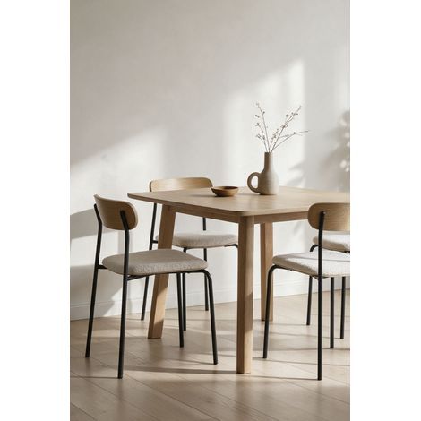 Packs Sillas Comedor - Pack 4 Sillas Vognor Negras Asiento - Beige (1/5)