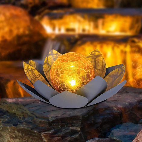 Fleur solaire jaune au sol, lampe solaire de jardin blanc chaud (1/5)