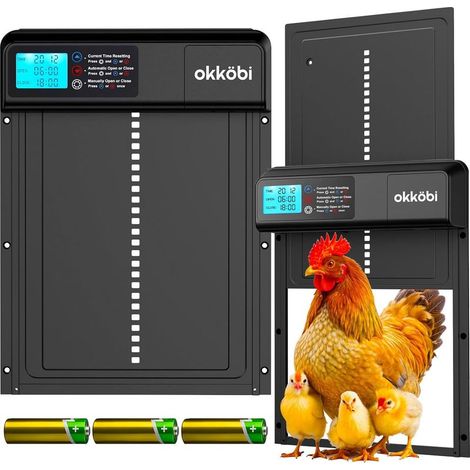 1 Automatische Hühnerstalltür, Timer- und manueller Modus, LCD-Bildschirm, Einklemmschutz, für Hühner und Enten (1/5)