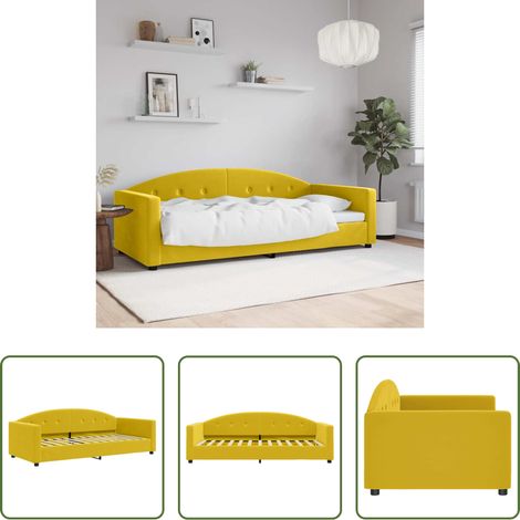 vidaXL Canapé - Lit de repos sans matelas jaune 90x200 cm velours (1/5)