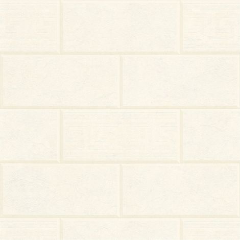 Stone tile wallpaper wall Profhome 343222 non-woven wallpaper slightly textured stone look matt cream white 7.035 m2 (75 ft2) (1/5)