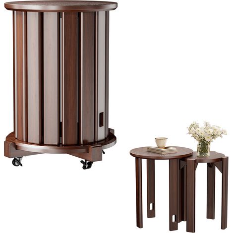 WILITTO Set de 4 tabourets sur roulettes – Design bois naturel, empilables, prêts à l'emploi – pour cuisine, bar ou chambre d'ado (1/5)