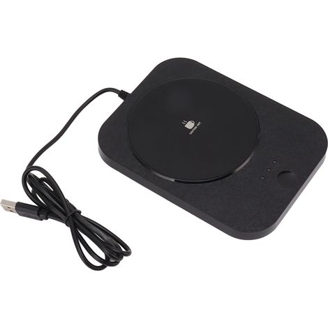 Chauffe-tasse électrique à 3 vitesses avec arrêt automatique, chauffage rapide et port USB pour lait, café et autres boissons (noir). (1/5)