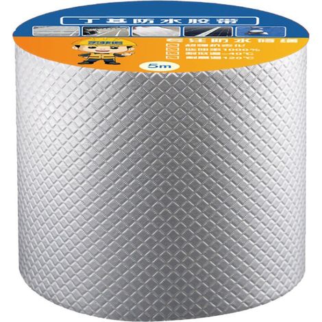 Ruban d'étanchéité butyl aluminium imperméable 5cm x 5m, parfait pour réparations et isolation contre les fuites. (1/5)