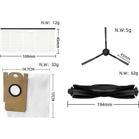 AMXCNOY Für R1 / Lidstro S1 Saugroboter, Hauptbürste, Reinigungstuch, HEPA-Filter, Ersatzstaubbeutel (1/3)