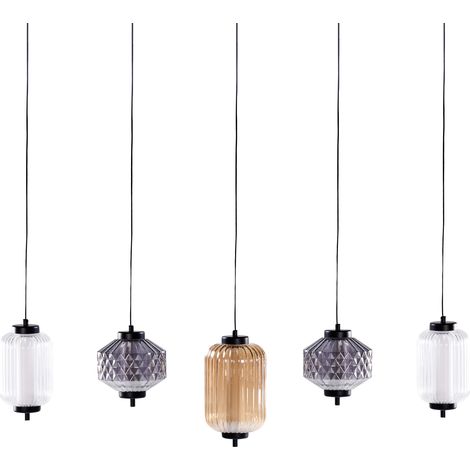 Lámpara colgante semitransparente pantallas de vidrio 5 luces metal hierro multicolor Sullane