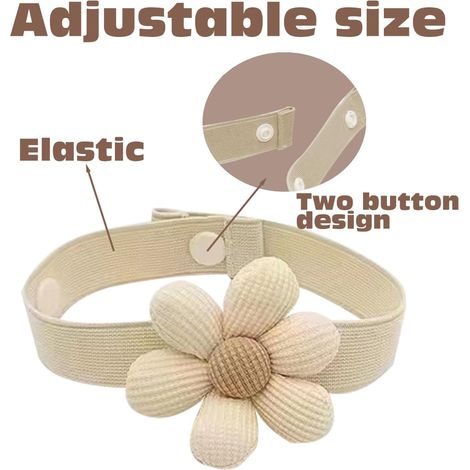 4 embrasses fleur avec corde élastique, mignon, beige.