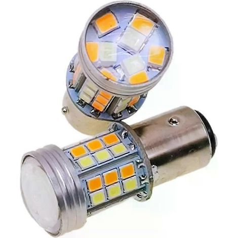 Ampoule LED bicolore T20 7443 W21/5W 1157 BAY15D P21/5W LED T25 3157 P27/7W pour voiture, feux de jour, clignotants, interrupteur d'ampoule. (1/5)