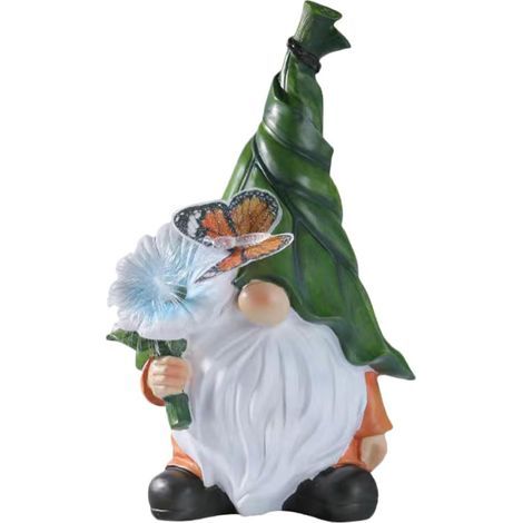 Solar Gartenzwerg Figur mit Solarlampe aus Robustem (1/5)