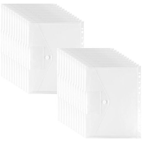 24 x A4 Dossier de Document, Document Transparent Sac avec de Fixation, l'Étiquette du Sac, 11 le Bord du Trou, Transparent Poche, Documents, Imperméable à l'eau le Dossier de Portefeuille pour Organi (1/5)