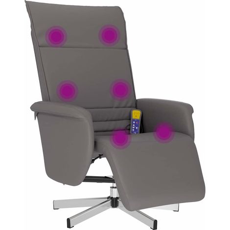 Poltrona Reclinabile Massaggi Poltrona Relaxante Poggiapiedi Grigia Similpelle (1/4)