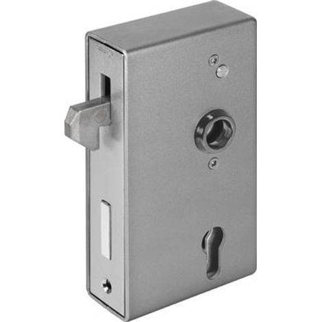 AMF Schiebetorschloss m.Schlosskasten u. Hakenfalle 140S,Kastenst.30,Stahl blank (1/4)
